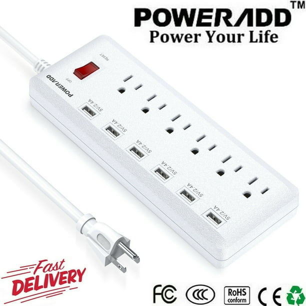 Smart Power Strip,6 Outlets and 6 USB Ports,with Surge Protector,6ft Long Cord